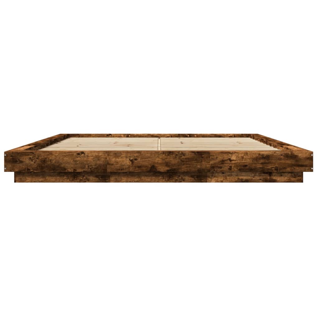 Bed Frame with LED Lights without Mattress Smoked Oak 200x200cm