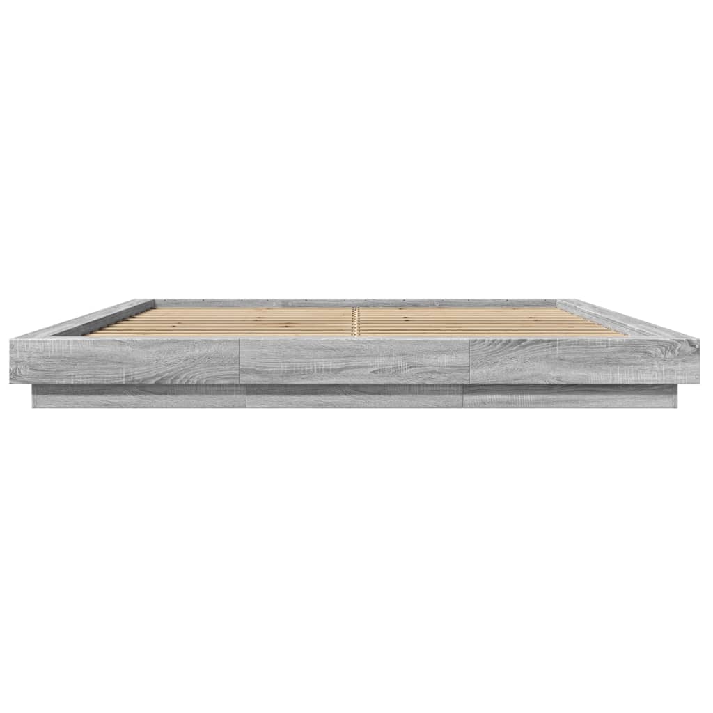 Bed Frame with LED Lights without Mattress Grey Sonoma 200x200cm