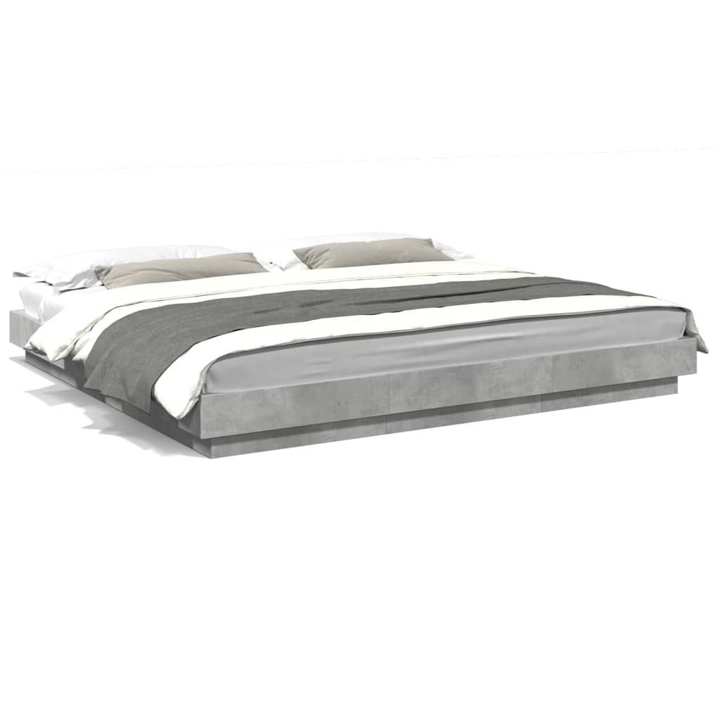 Bed Frame with LED Lights without Mattress Concrete Grey 180x200cm