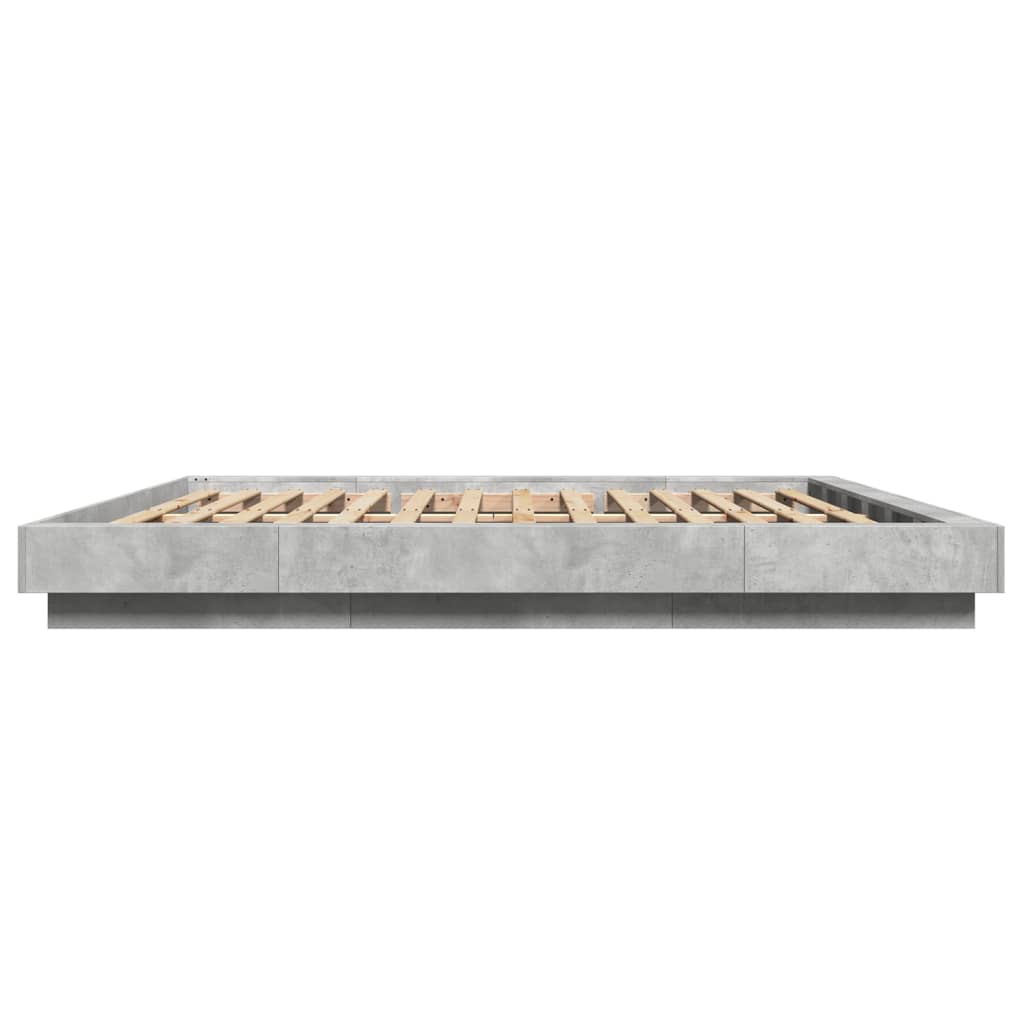 Bed Frame with LED Lights without Mattress Concrete Grey 180x200cm