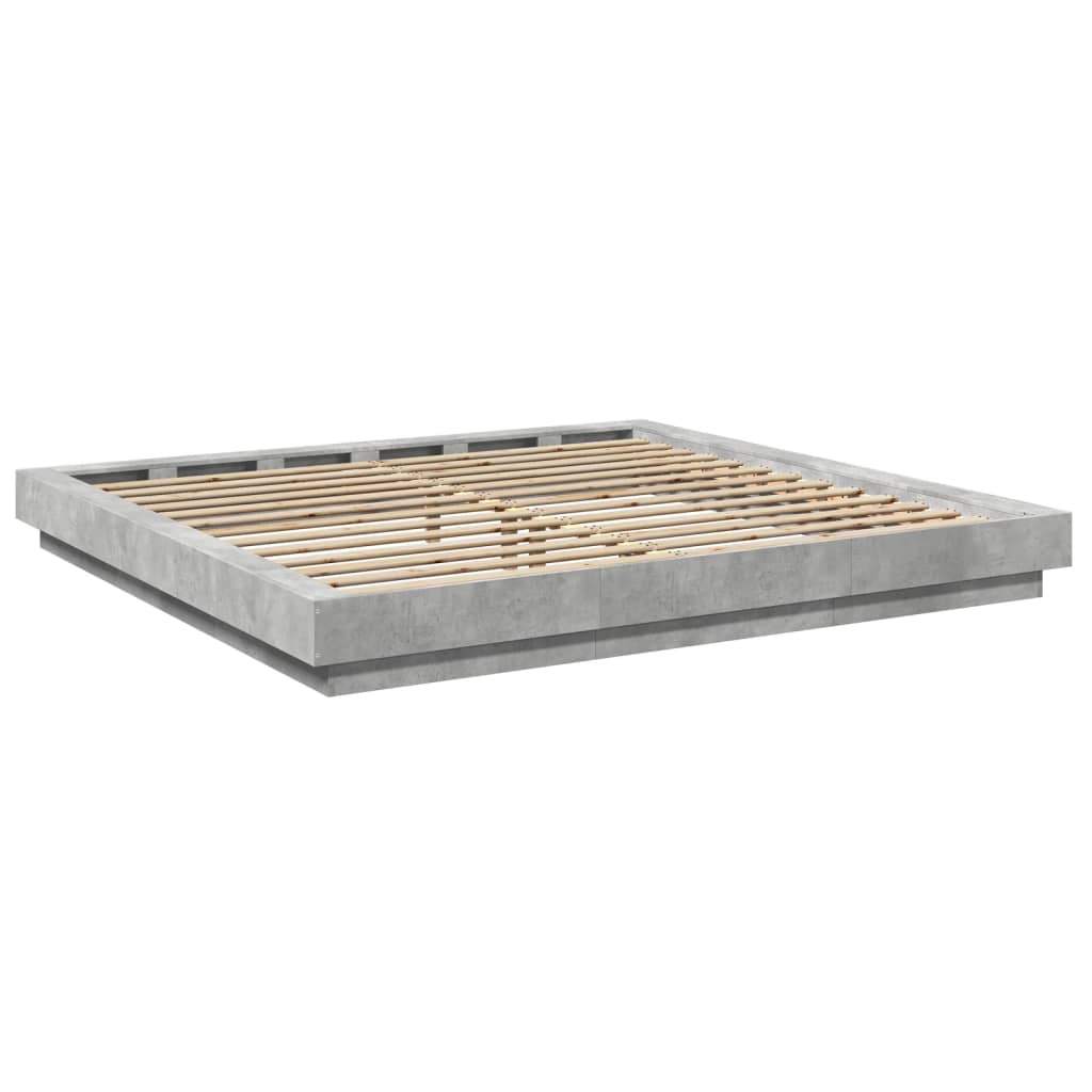 Bed Frame with LED Lights without Mattress Concrete Grey 180x200cm