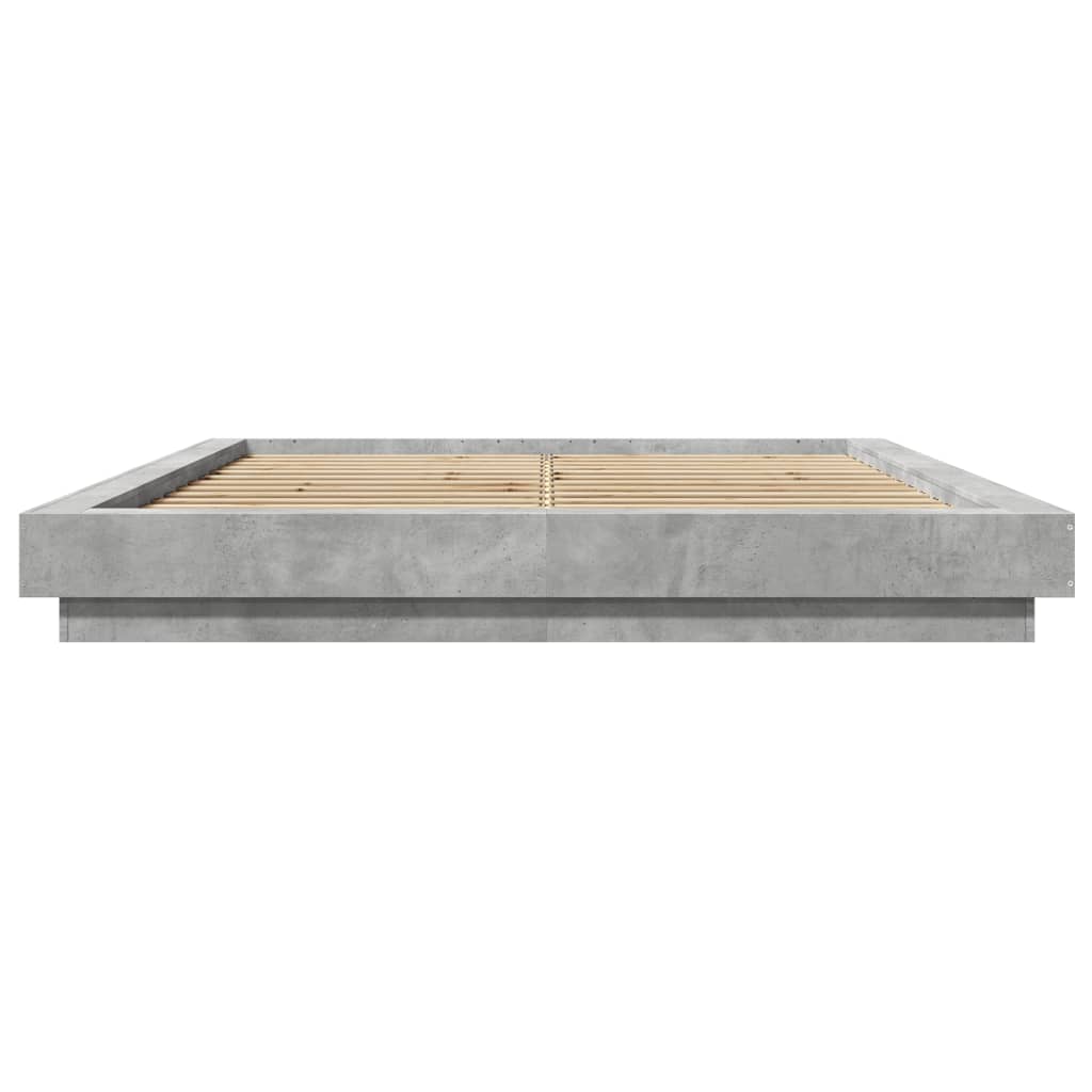 Bed Frame with LED Lights without Mattress Concrete Grey 160x200cm