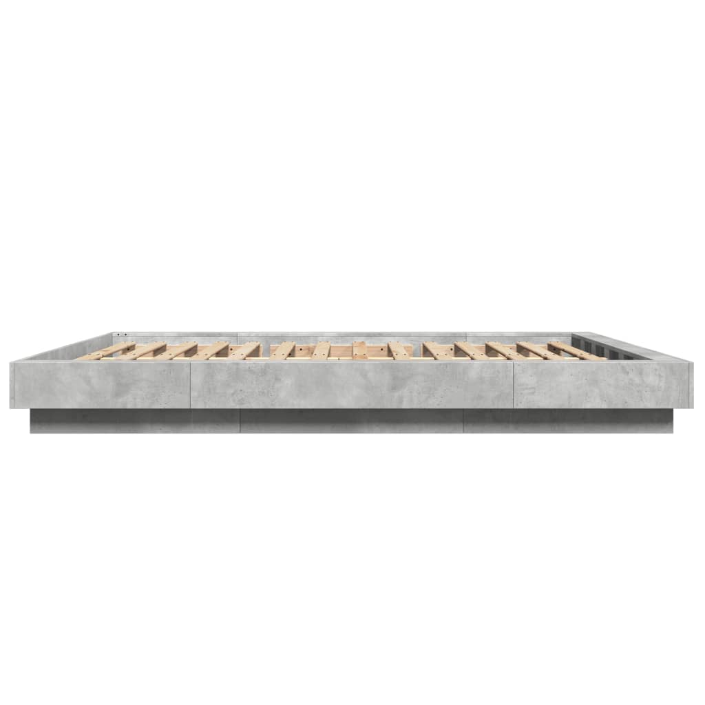 Bed Frame with LED Lights without Mattress Concrete Grey 160x200cm