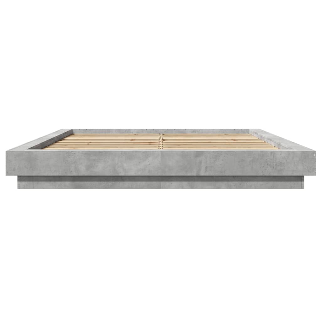 Bed Frame with LED Lights without Mattress Concrete Grey 150x200cm