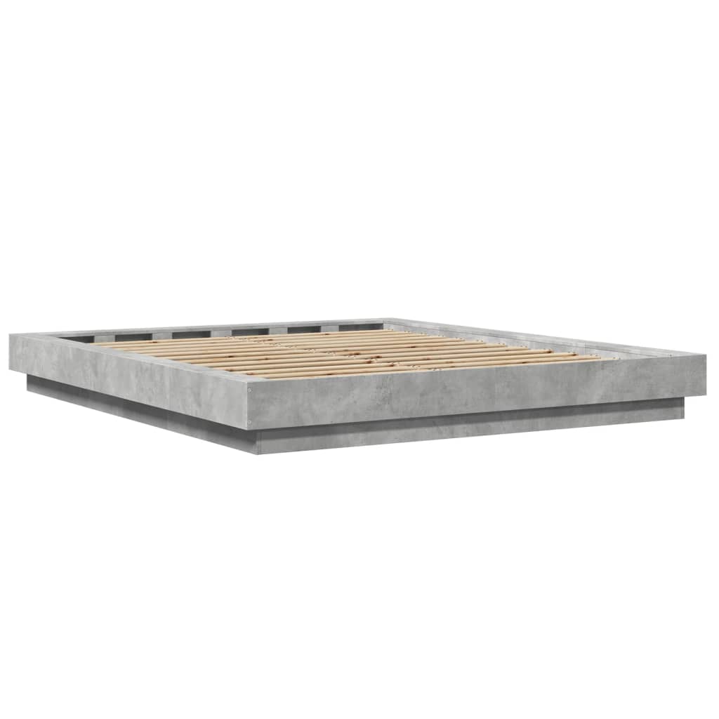 Bed Frame with LED Lights without Mattress Concrete Grey 150x200cm