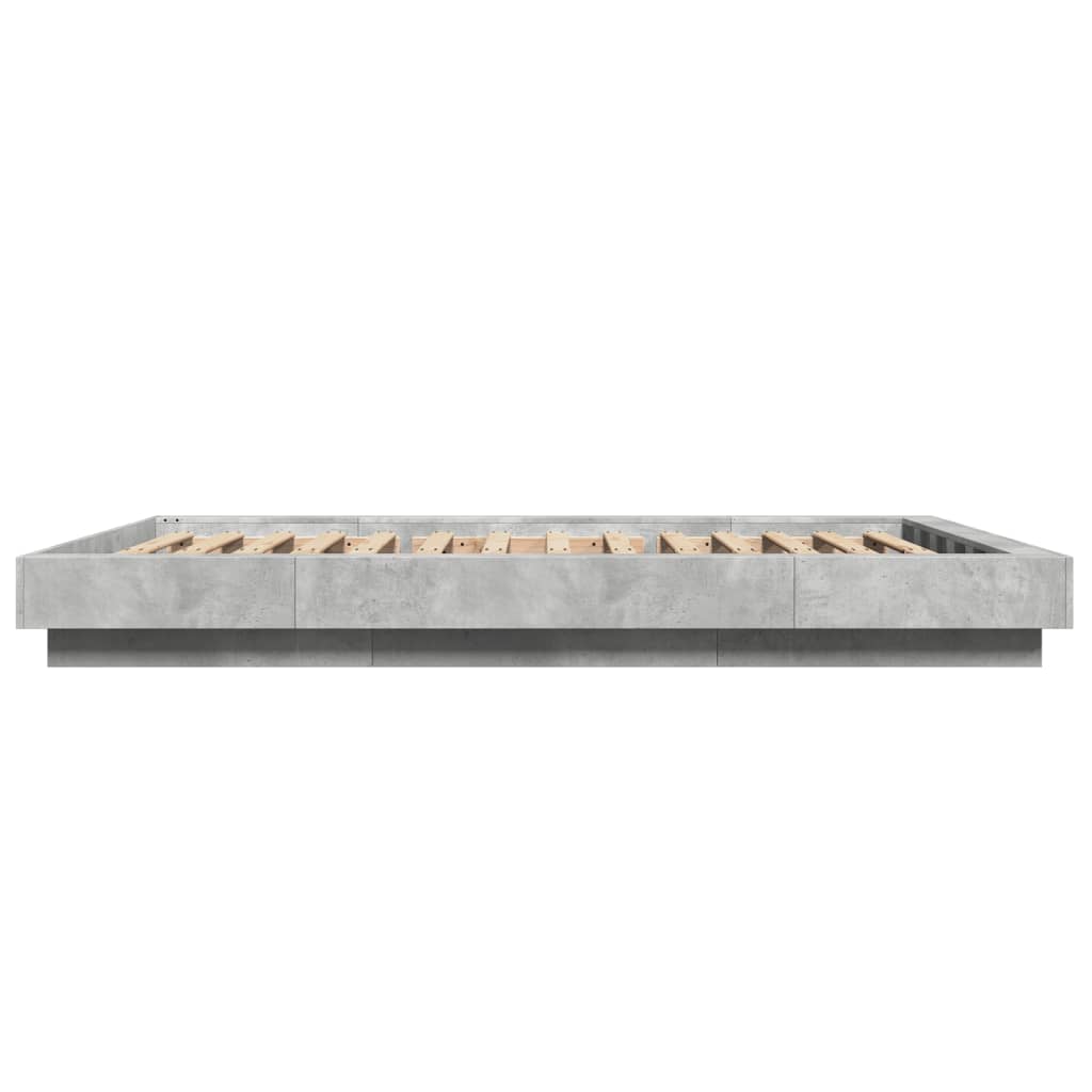 Bed Frame with LED Lights without Mattress Concrete Grey 120x200cm