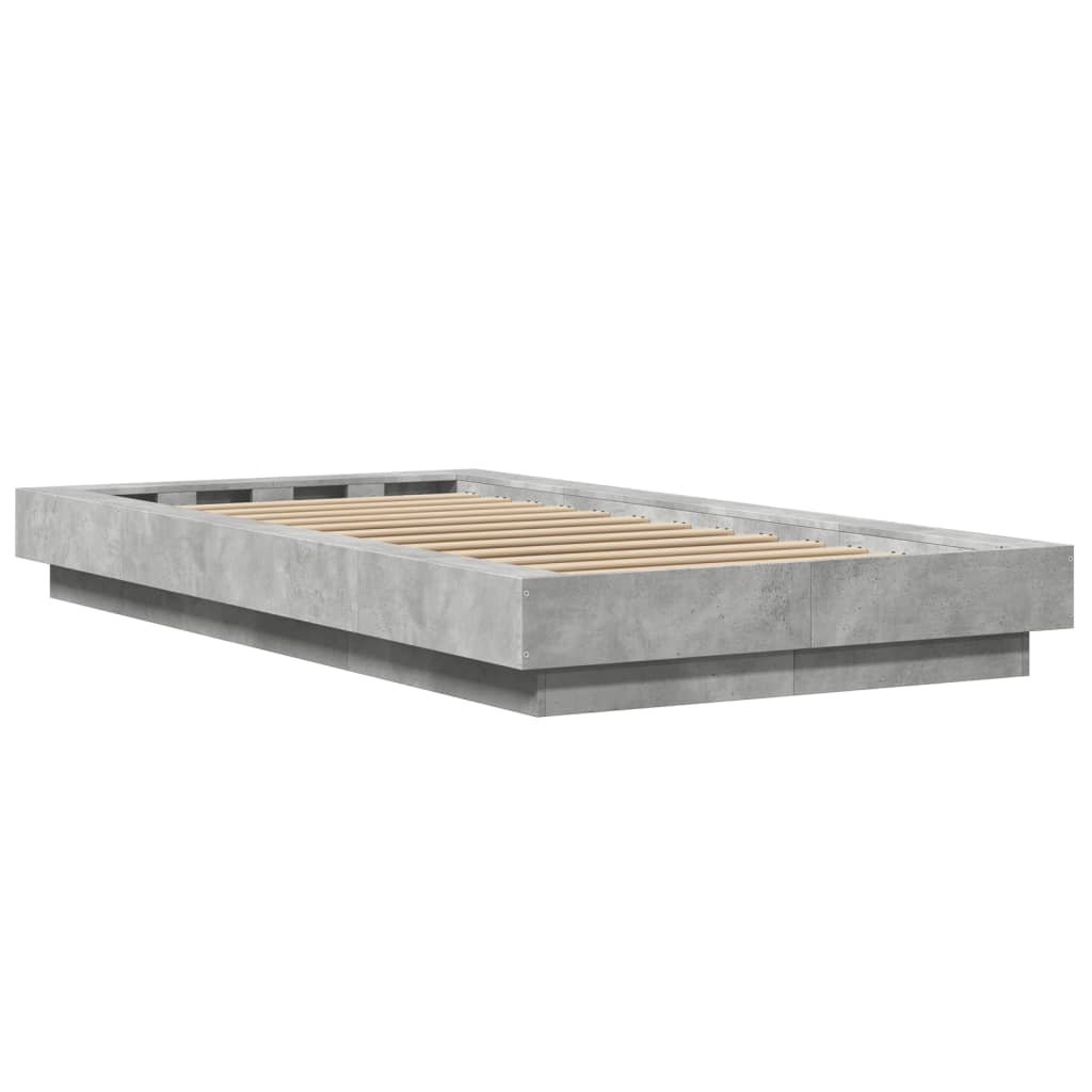 Bed Frame with LED Lights without Mattress Concrete Grey 100x200cm