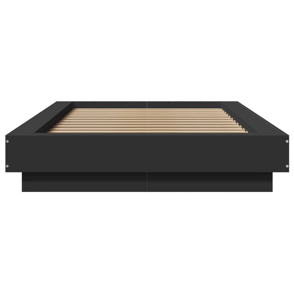 Bed Frame with LED Lights without Mattress Black 90x200cm