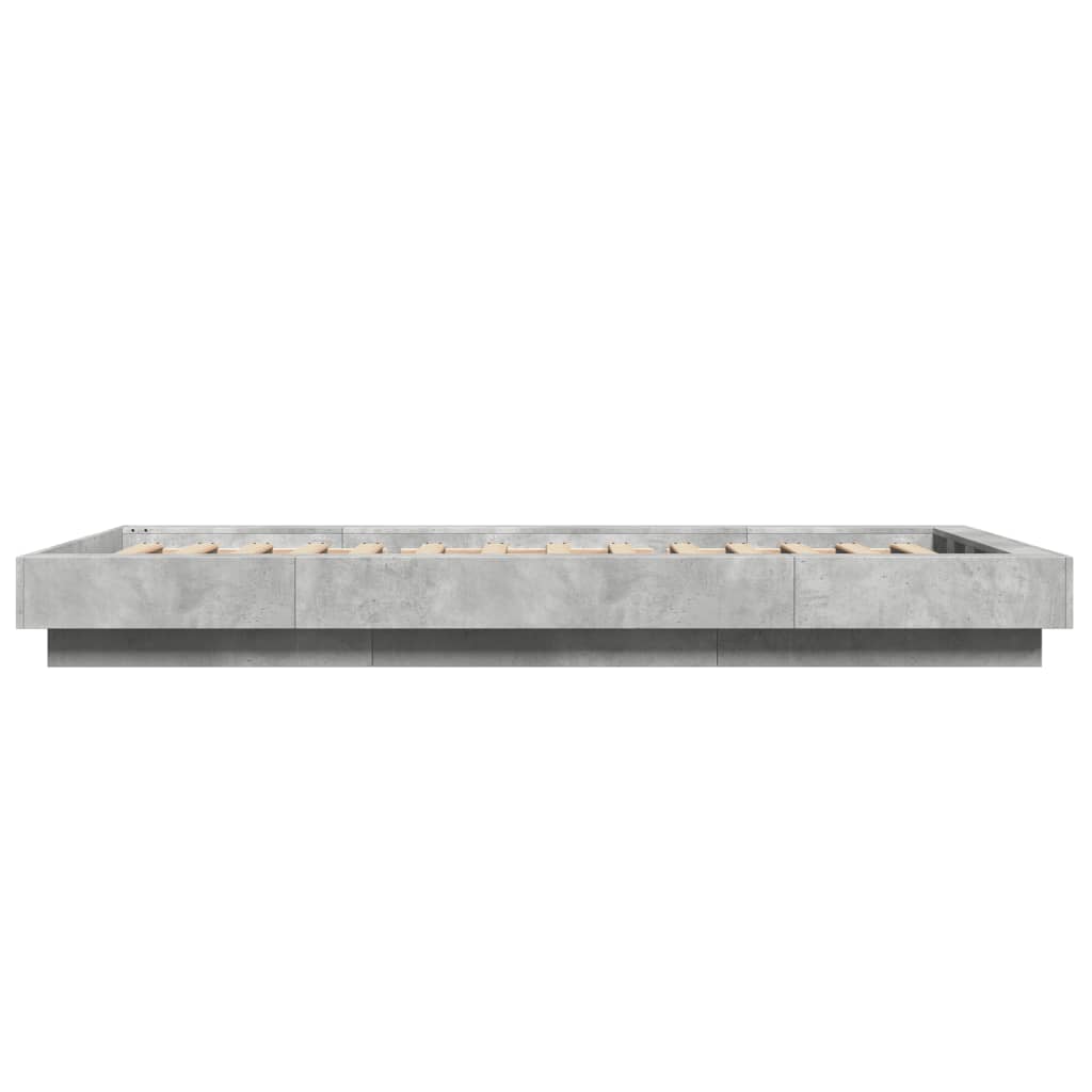 Bed Frame with LED Lights without Mattress Concrete Grey 90x200cm