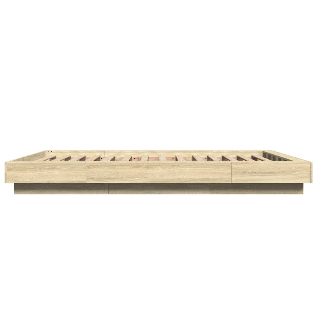 Bed Frame with LED Lights without Mattress Sonoma Oak 120x190cm