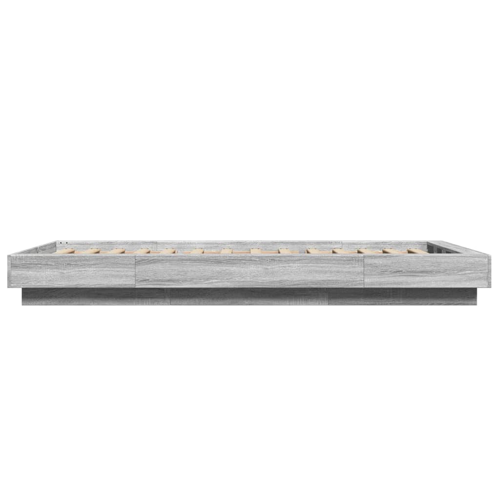 Bed Frame with LED Lights without Mattress Grey Sonoma 90x190cm