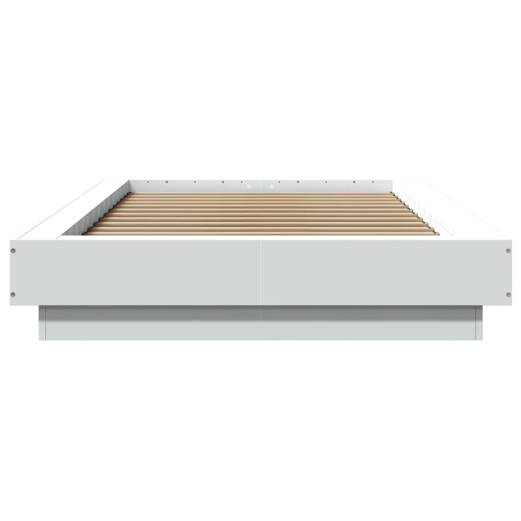 Bed Frame with LED Lights without Mattress White 75x190cm