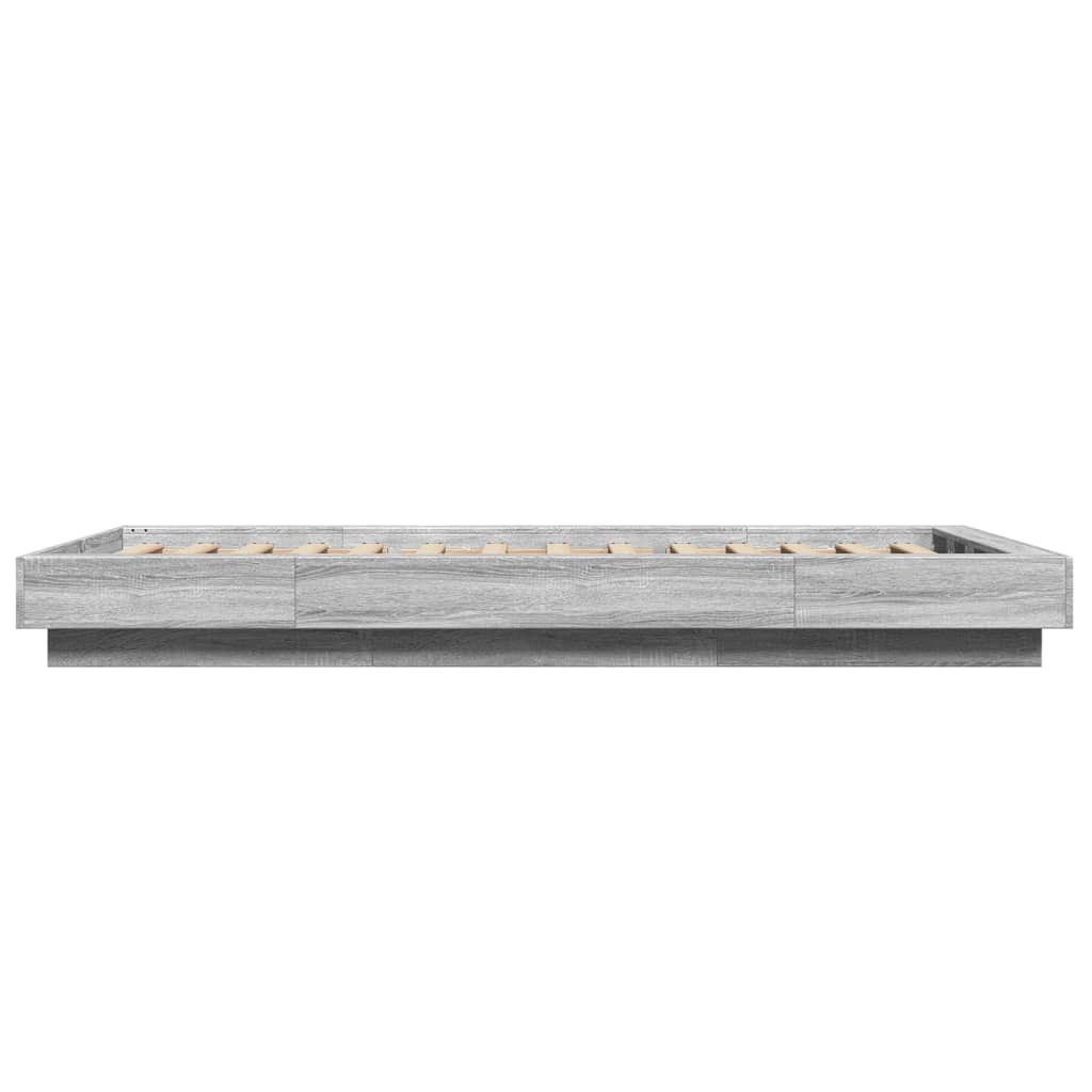 Bed Frame with LED Lights without Mattress Grey Sonoma 75x190cm