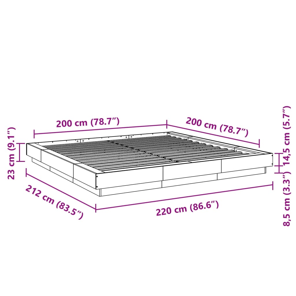 Bed Frame without Mattress Concrete Grey 200x200 cm