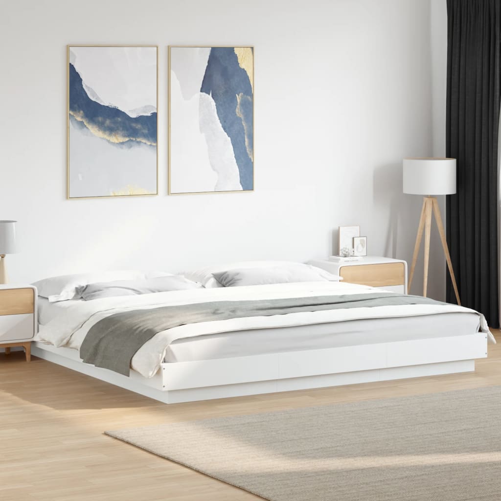 Bed Frame without Mattress White 180x200 cm Super King