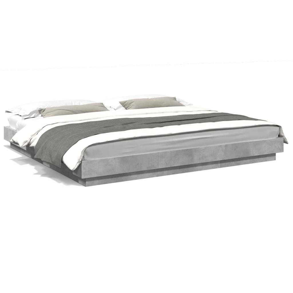 Bed Frame without Mattress Concrete Grey 180x200 cm Super King