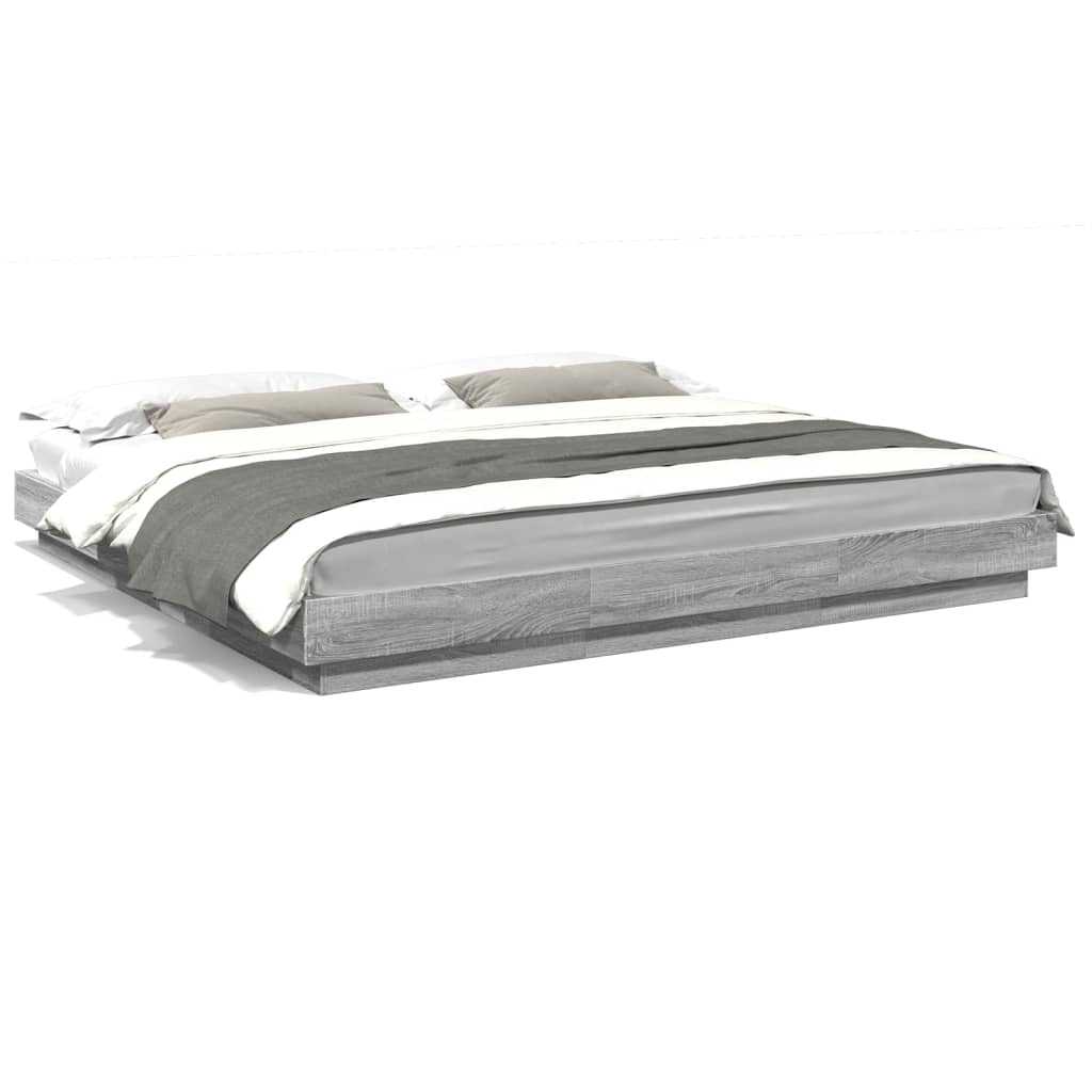Bed Frame without Mattress Grey Sonoma 180x200 cm Super King