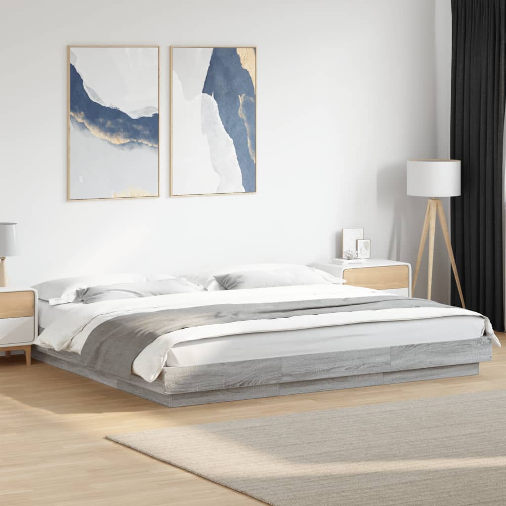 Bed Frame without Mattress Grey Sonoma 180x200 cm Super King