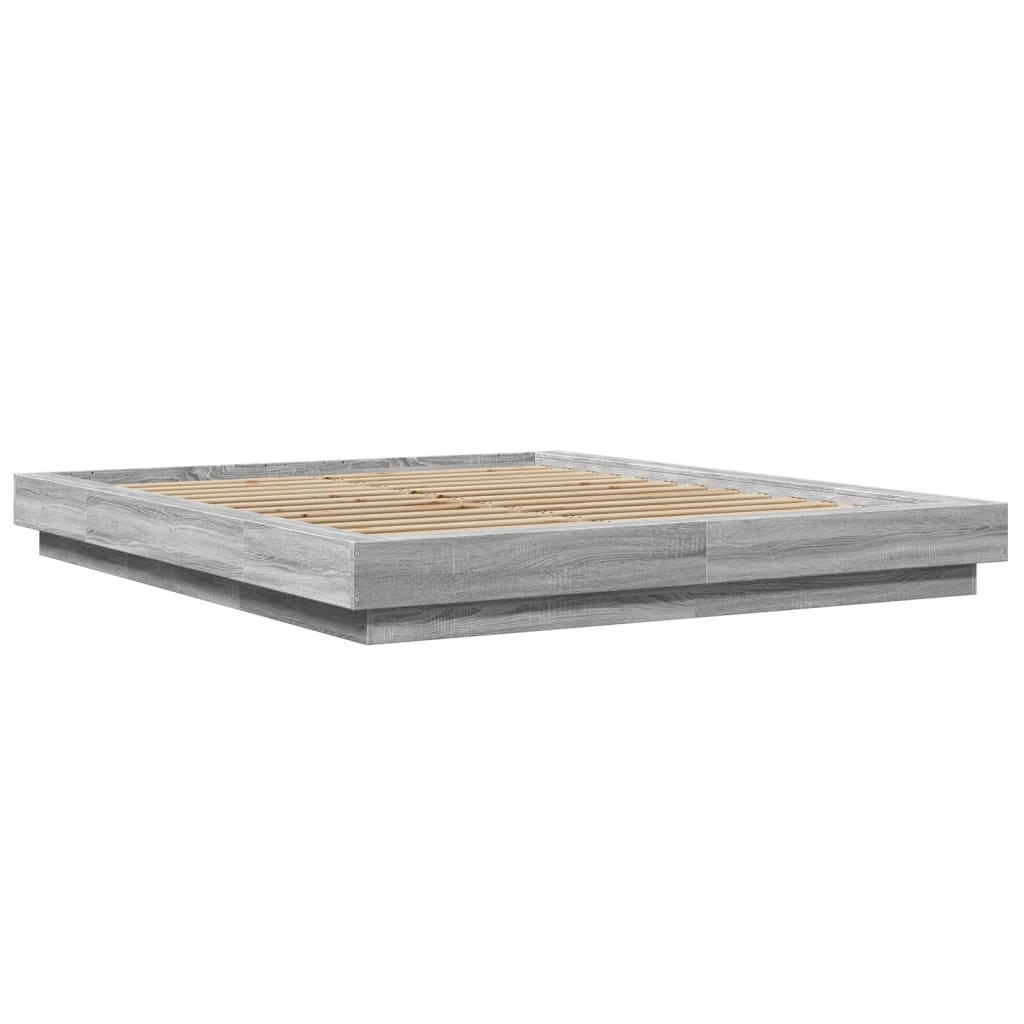 Bed Frame without Mattress Grey Sonoma 160x200 cm