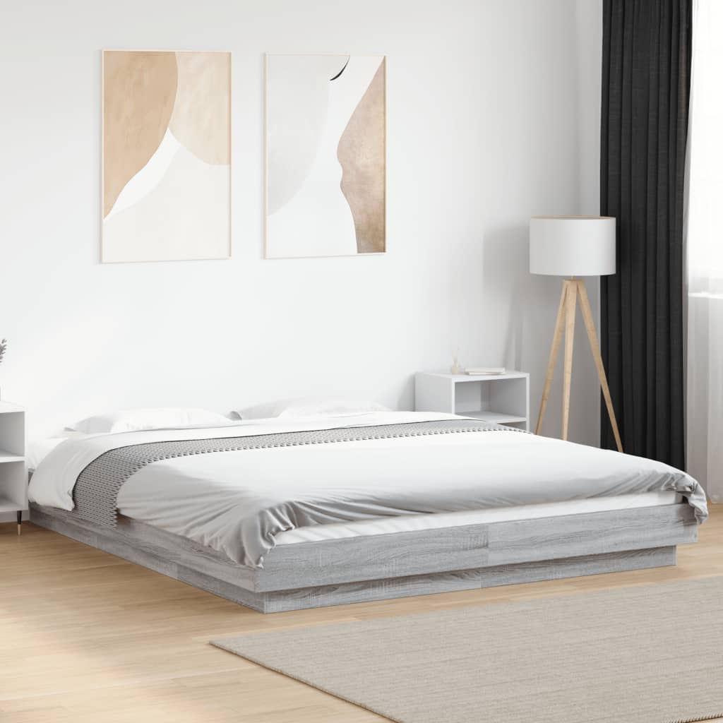 Bed Frame without Mattress Grey Sonoma 160x200 cm