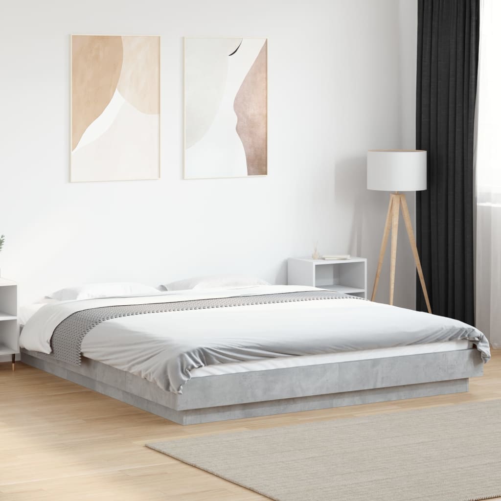 Bed Frame without Mattress Concrete Grey 150x200 cm King Size