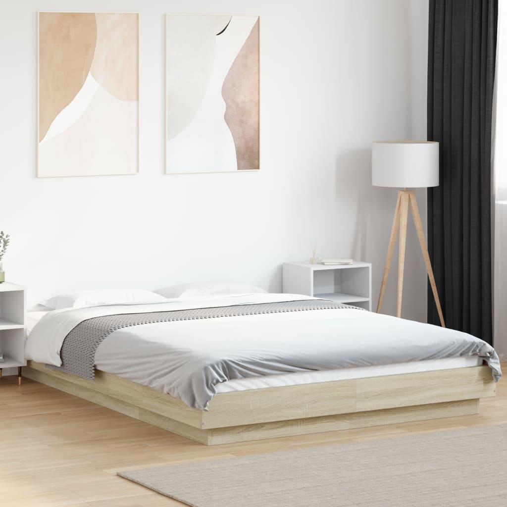 Bed Frame without Mattress Sonoma Oak 140x200 cm