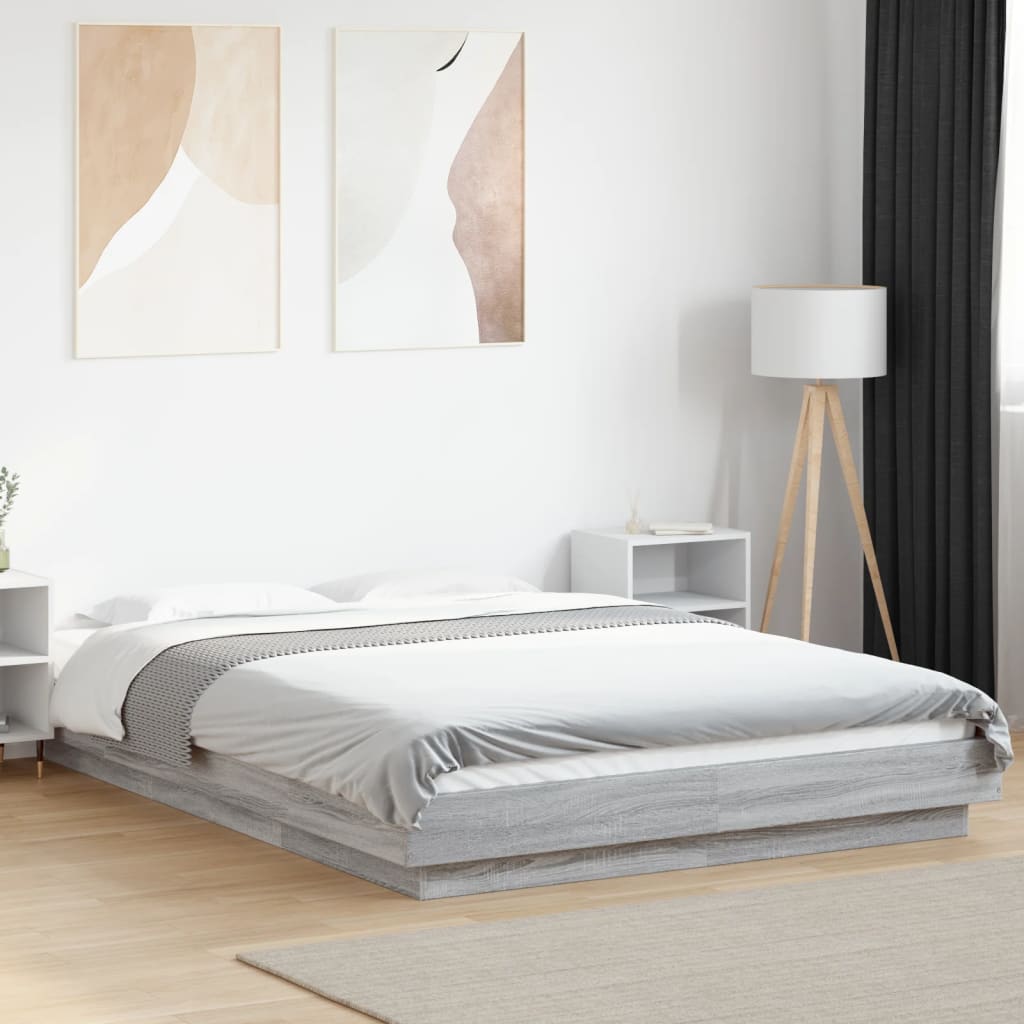 Bed Frame without Mattress Grey Sonoma 140x200 cm