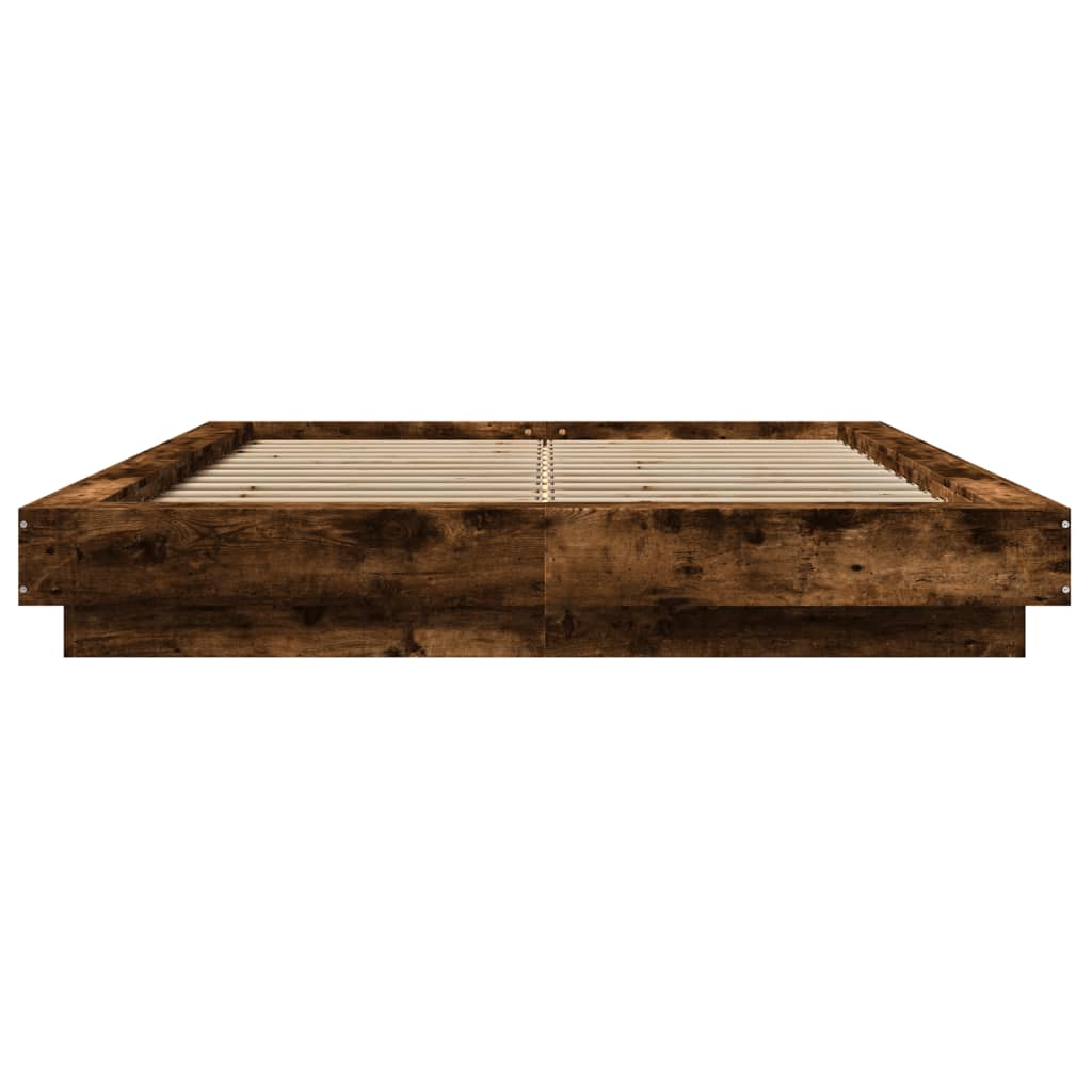 Bed Frame without Mattress Smoked Oak 140x190 cm