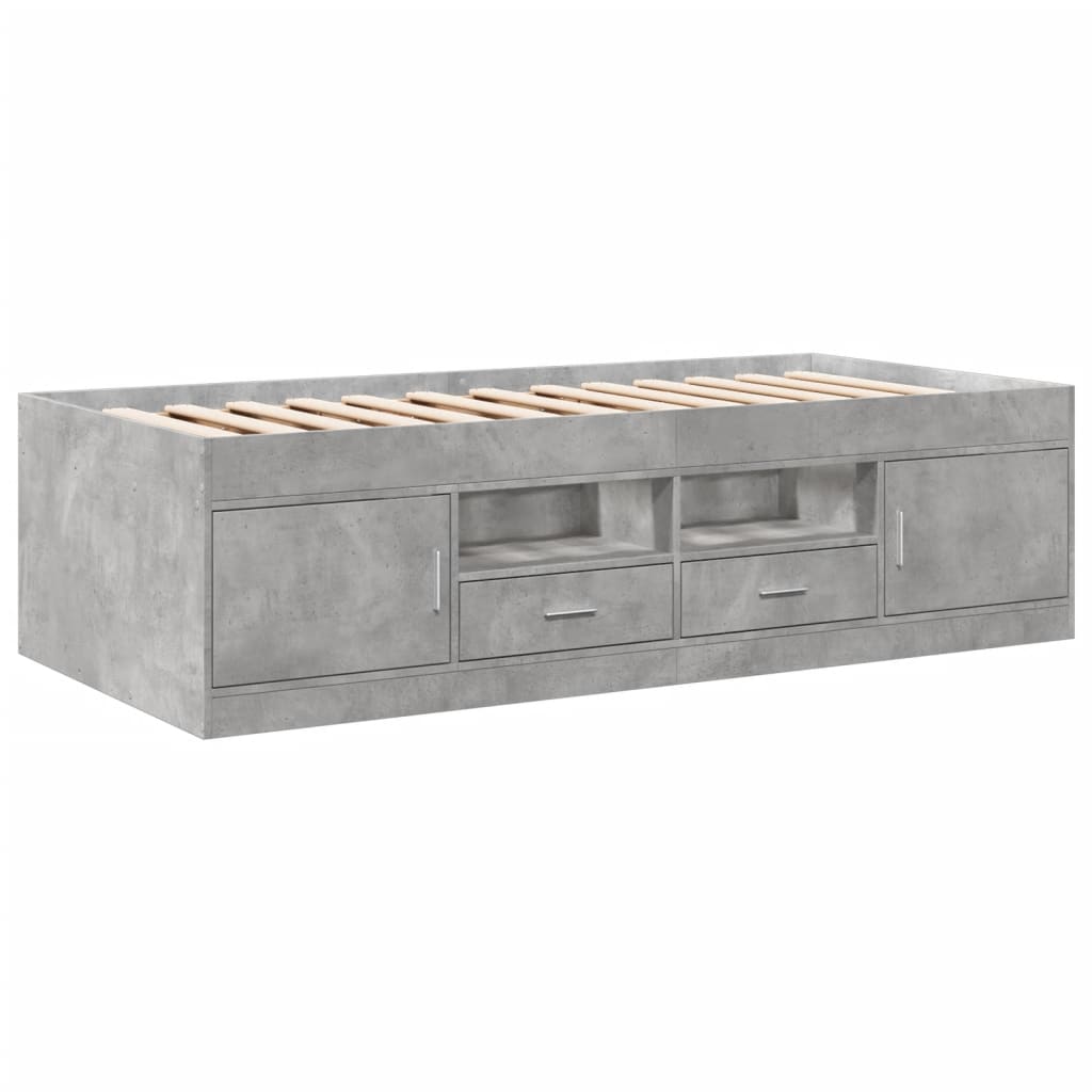 Daybed with Drawers without Mattress Concrete Grey 100x200 cm