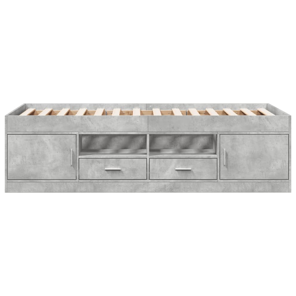 Daybed with Drawers without Mattress Concrete Grey 100x200 cm