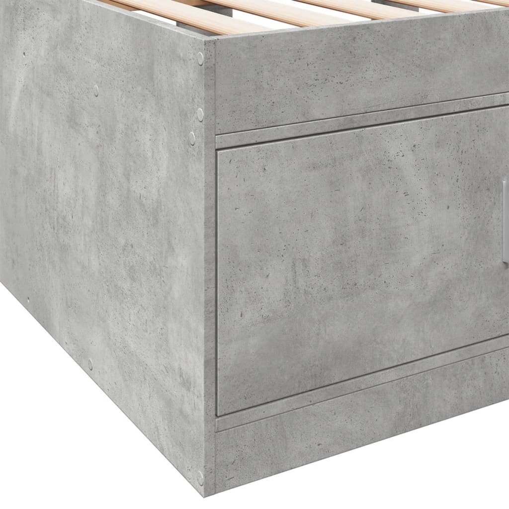 Daybed with Drawers without Mattress Concrete Grey 100x200 cm