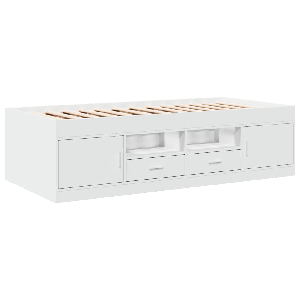 Daybed with Drawers without Mattress White 90x200 cm