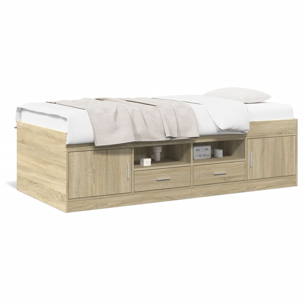 Daybed with Drawers without Mattress Sonoma Oak 90x200 cm