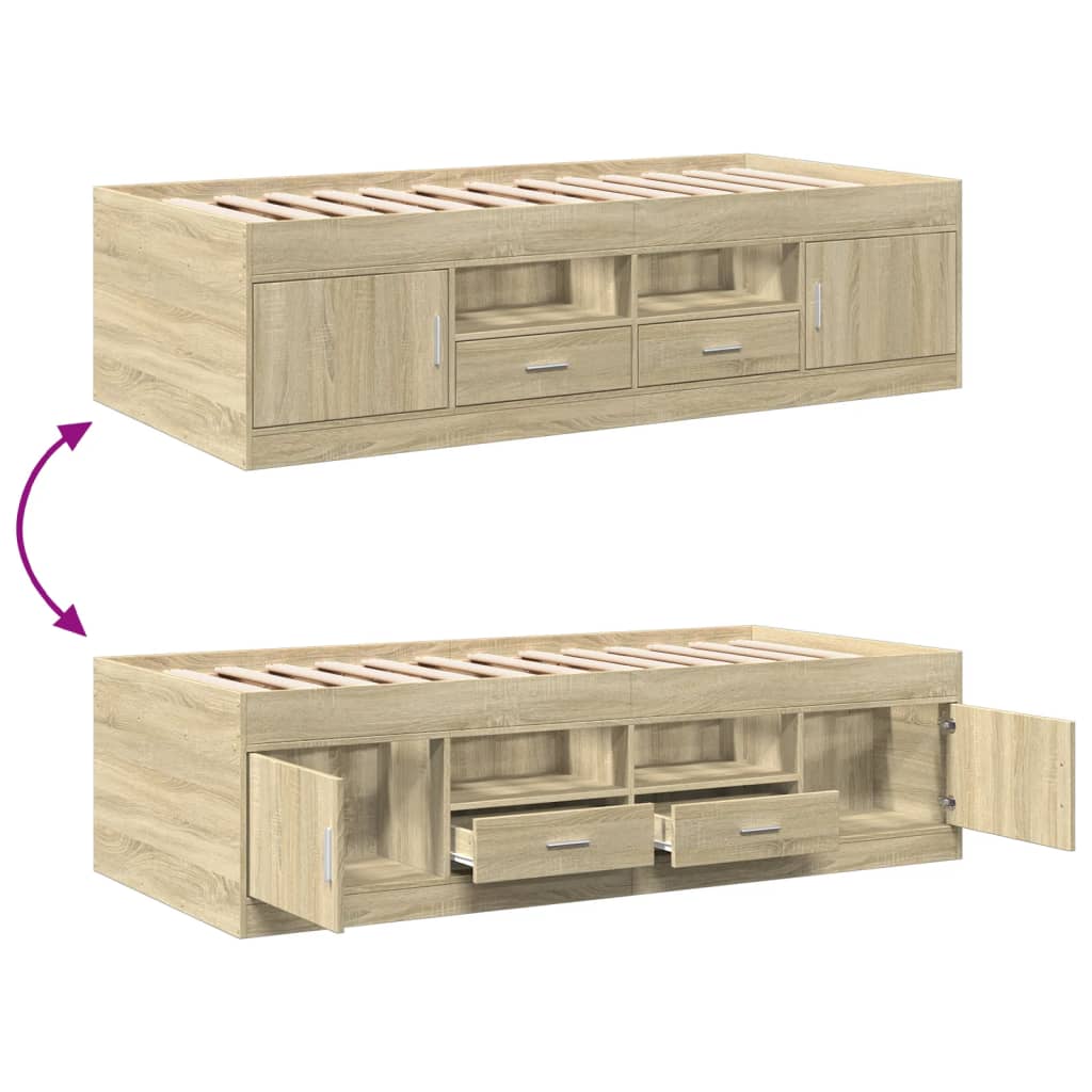 Daybed with Drawers without Mattress Sonoma Oak 90x200 cm