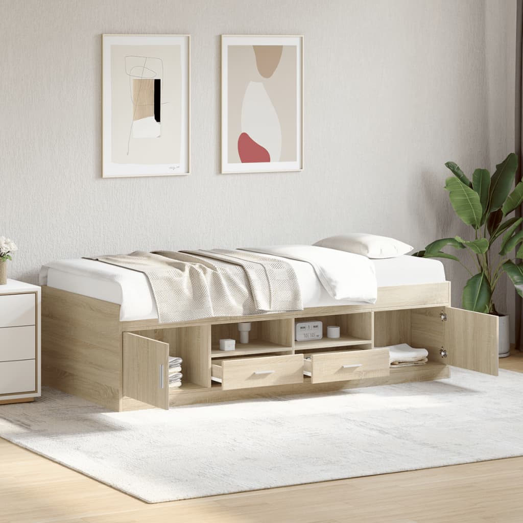 Daybed with Drawers without Mattress Sonoma Oak 90x200 cm