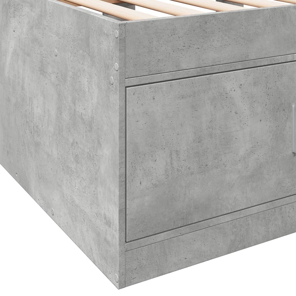 Daybed with Drawers without Mattress Concrete Grey 90x200 cm