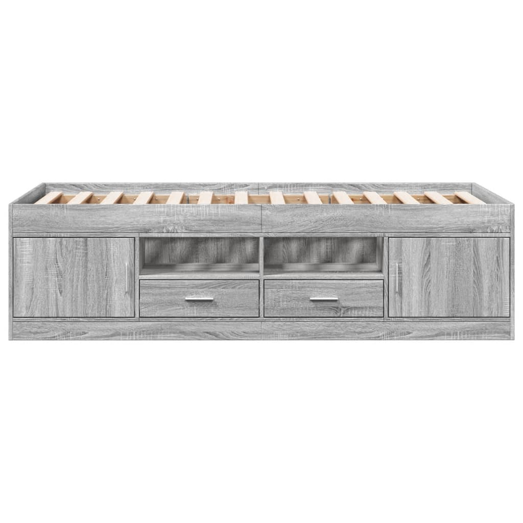 Daybed with Drawers without Mattress Grey Sonoma 90x200 cm