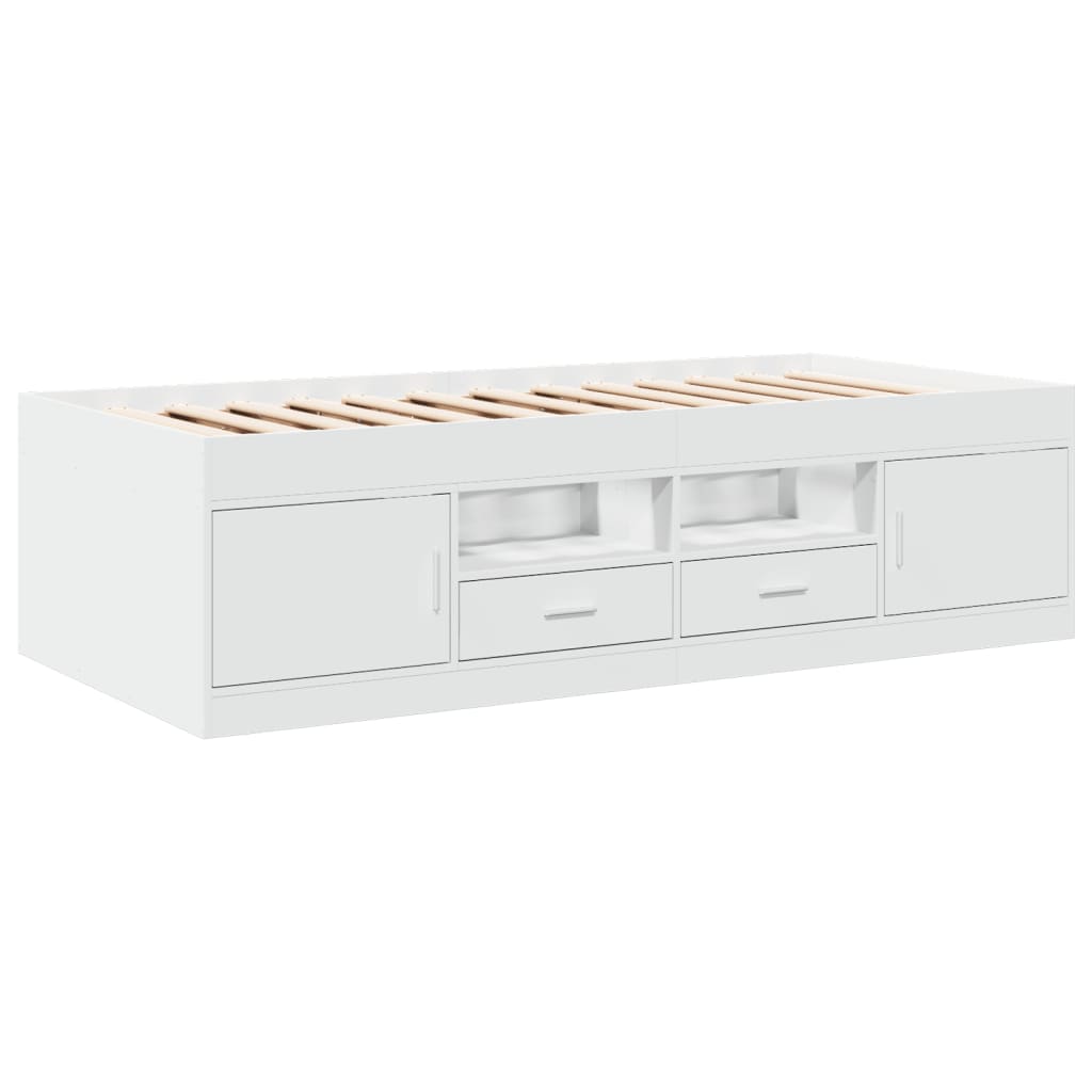 Daybed with Drawers without Mattress White 90x190 cm Single