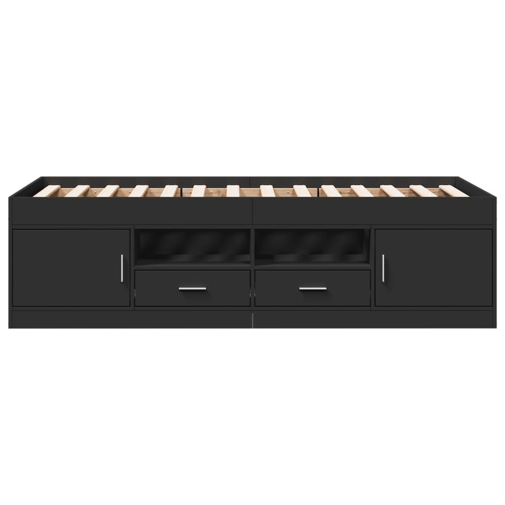 Daybed with Drawers without Mattress Black 90x190 cm Single