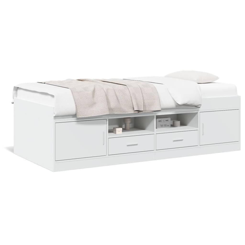 Daybed with Drawers without Mattress White 75x190 cm Small Single