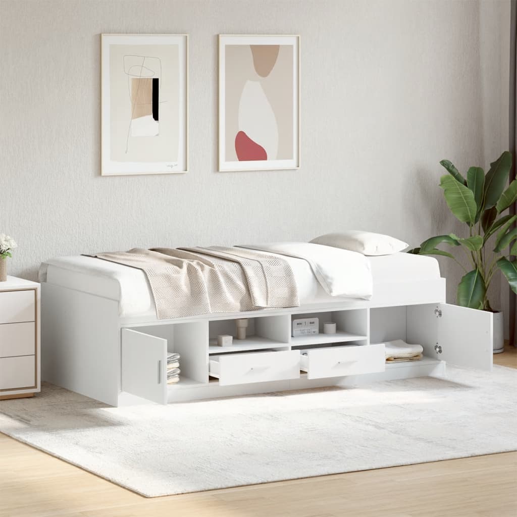 Daybed with Drawers without Mattress White 75x190 cm Small Single