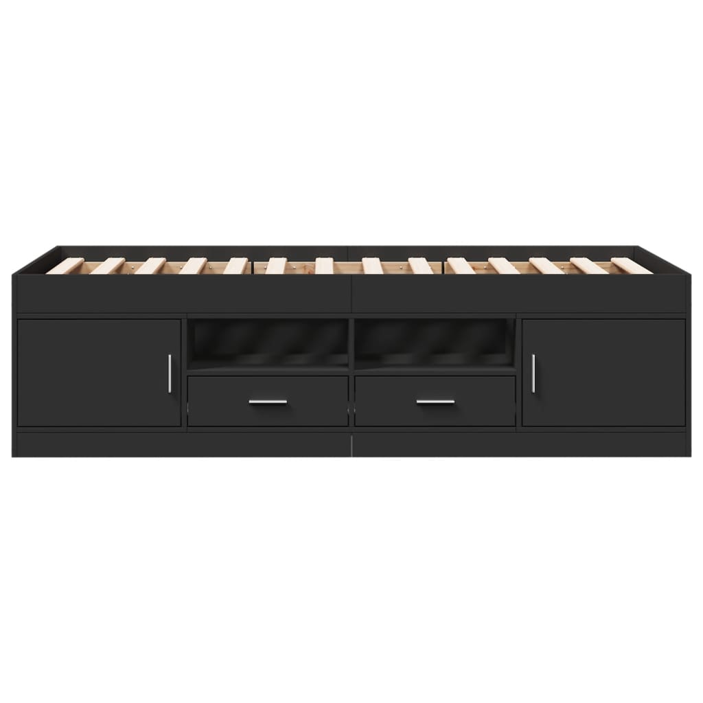 Daybed with Drawers without Mattress Black 75x190 cm Small Single