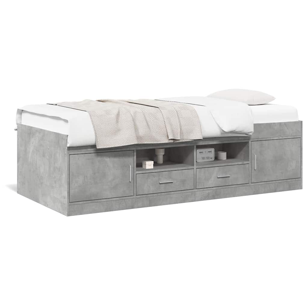 Daybed with Drawers without Mattress Concrete Grey 75x190 cm Small Single