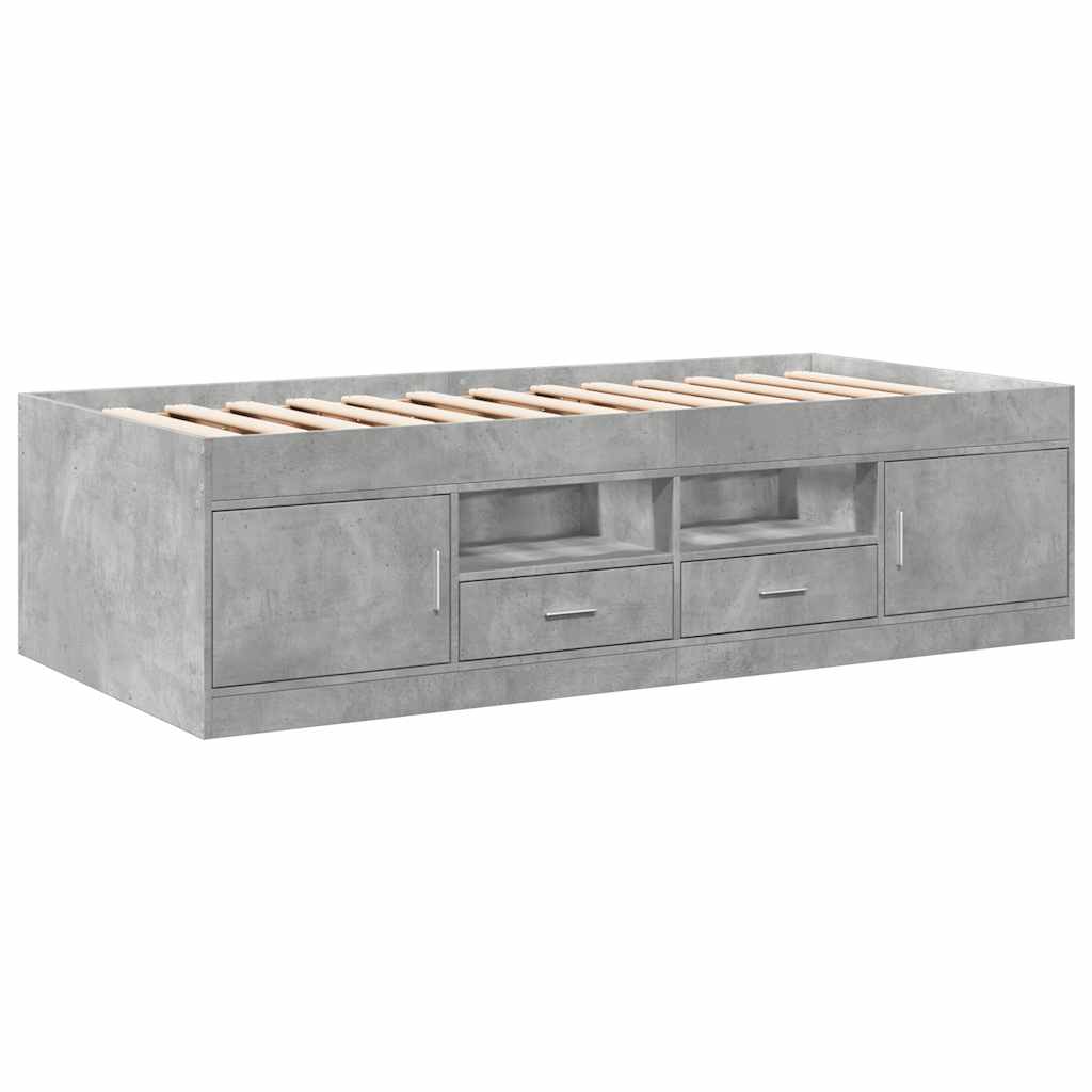 Daybed with Drawers without Mattress Concrete Grey 75x190 cm Small Single