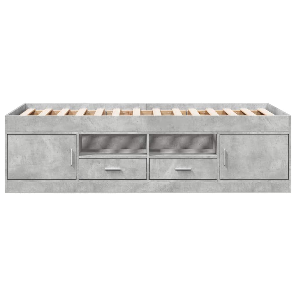 Daybed with Drawers without Mattress Concrete Grey 75x190 cm Small Single