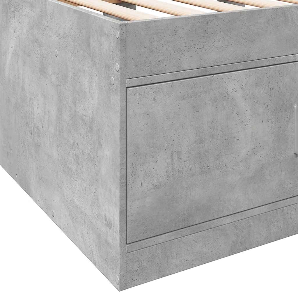 Daybed with Drawers without Mattress Concrete Grey 75x190 cm Small Single