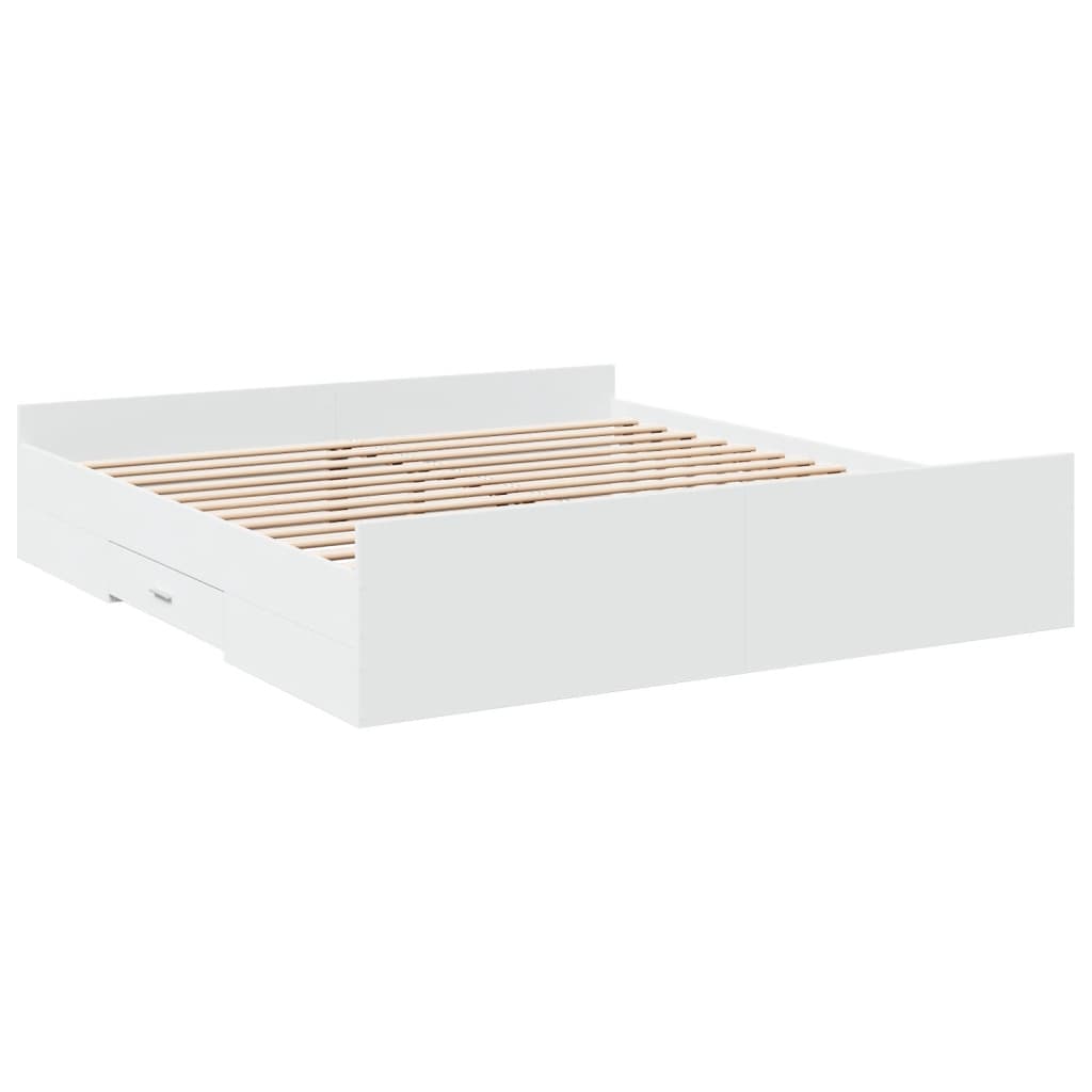 Bed Frame with Drawers without Mattress White 200x200 cm