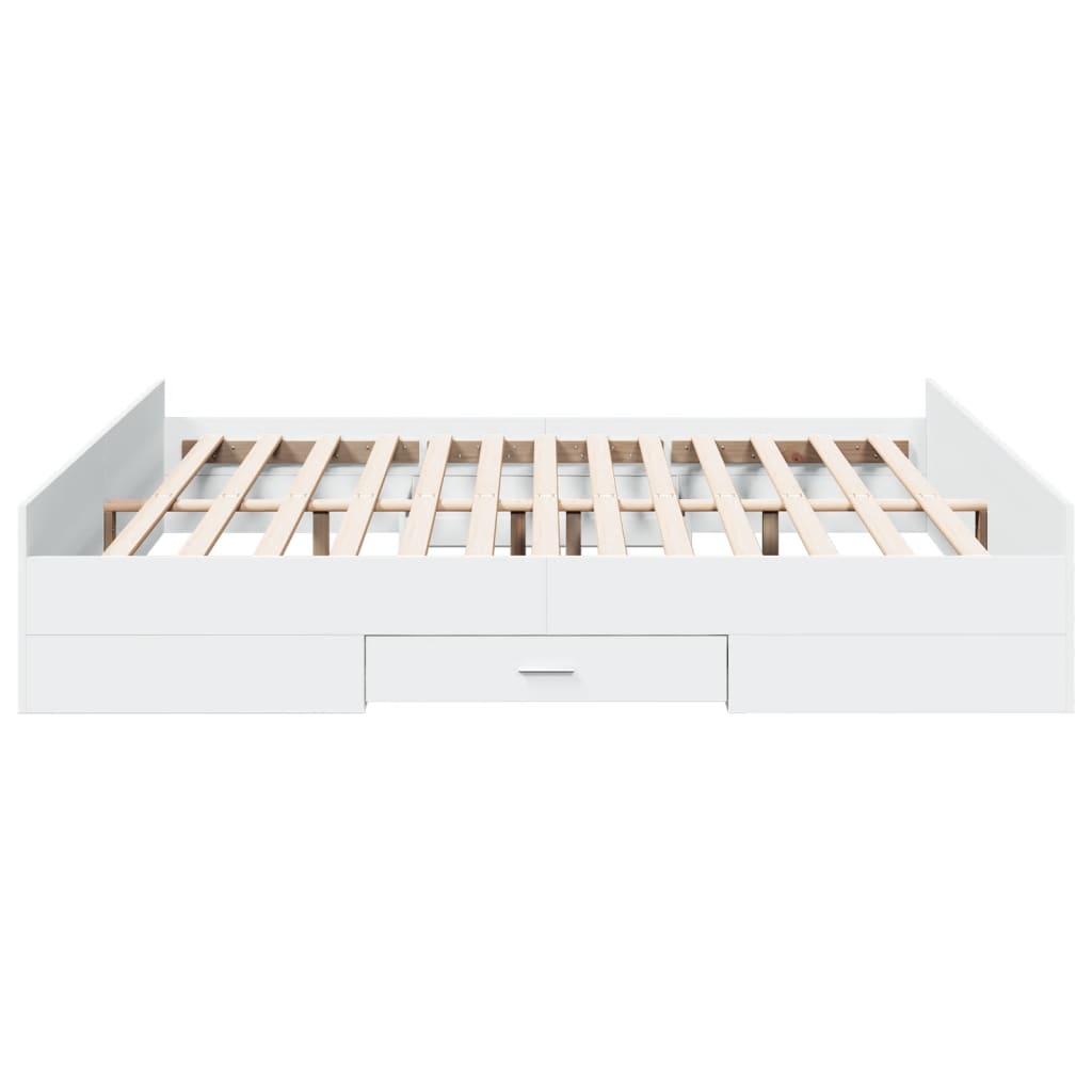 Bed Frame with Drawers without Mattress White 200x200 cm
