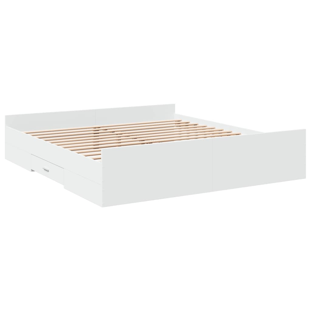 Bed Frame with Drawers without Mattress White 200x200 cm