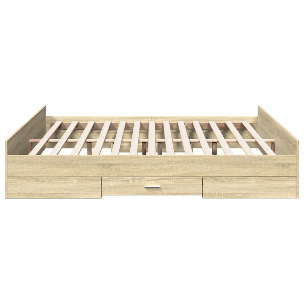 Bed Frame with Drawers without Mattress Sonoma Oak 200x200 cm